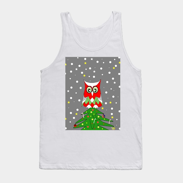 TREE Top Christmas Owl Tank Top by SartorisArt1